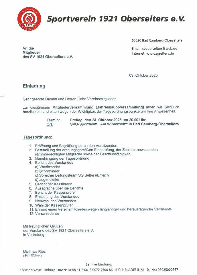 Einladung JHV 2025 SVO